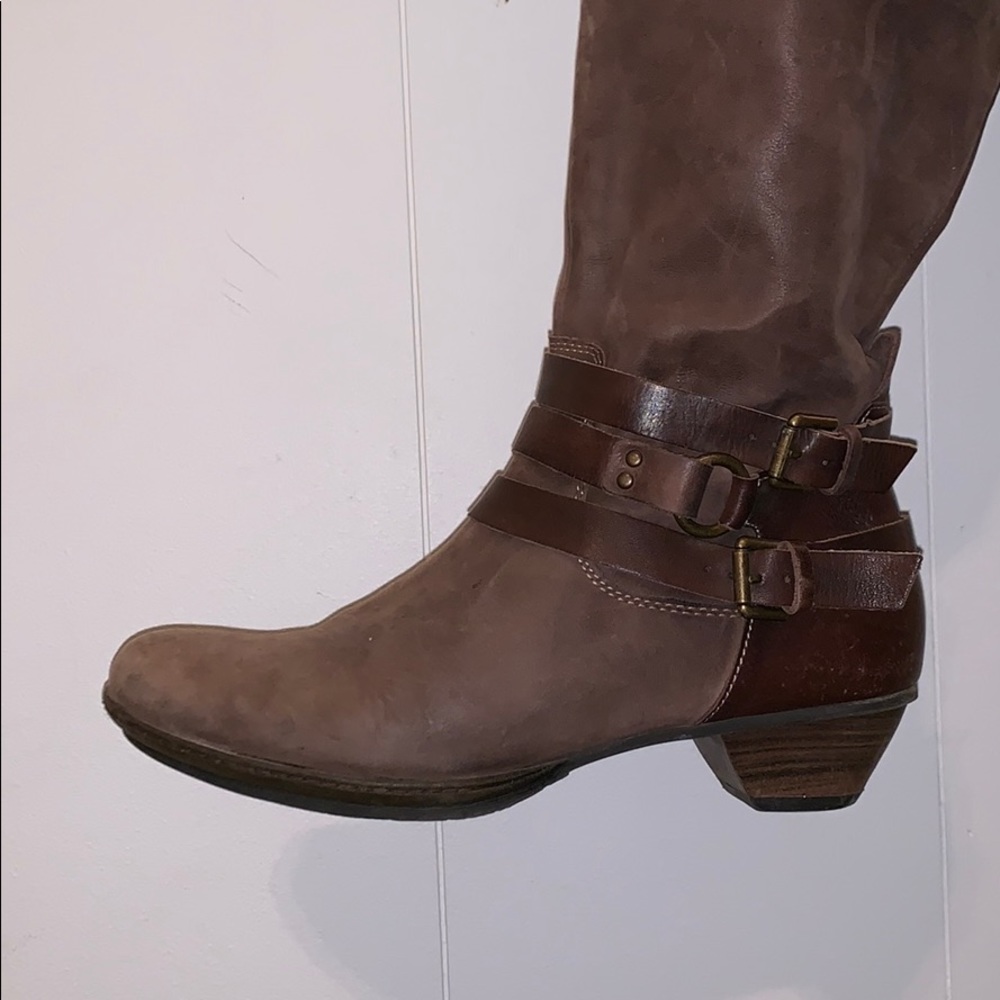 Brown leather boots